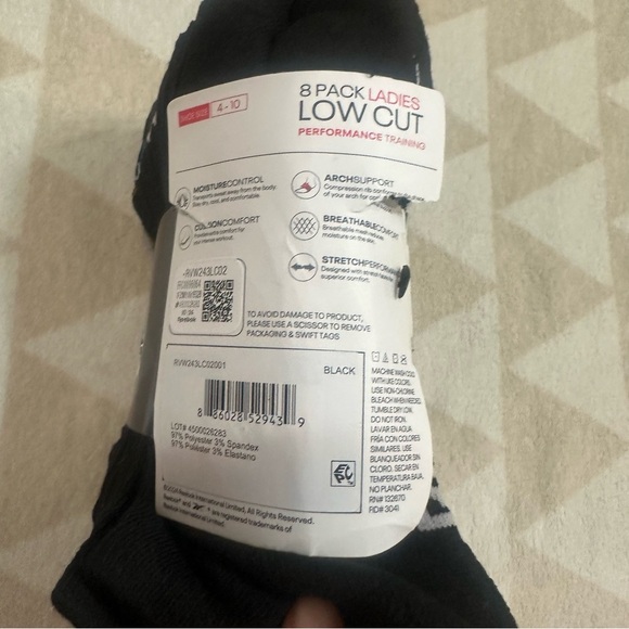 Reebok ladies 8 pack low cut performance athletic socks black - Picture 2 of 2